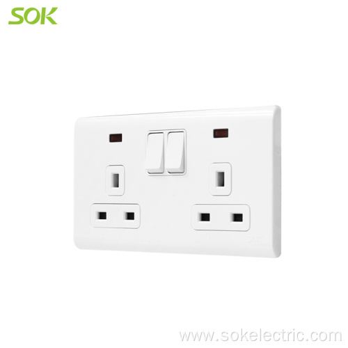 2Gang 13A 250V Double Pole Switched Socket Outlets